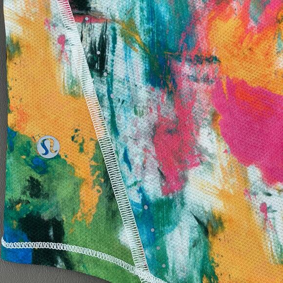 Lululemon Colorful Neon High Neck Running Training Tee No Limits White Multi 12 - Picture 4 of 7